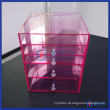 China Großhandel benutzerdefinierte Vanity Pink Clear Acryl Cube Boxes